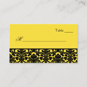 Yellow and Black Damask Place Cards