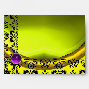 YELLOW AND BLACK DAMASK TOPAZ GOLD PURPLE AMETHYST ENVELOPES