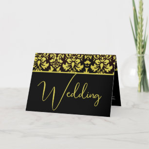 Yellow and Black Damask Wedding Invitation