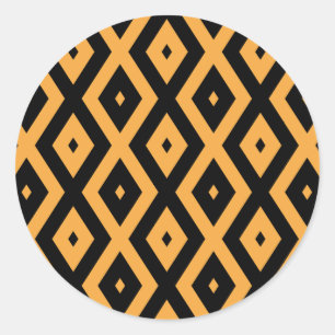 Yellow and black diamond pattern classic round sticker