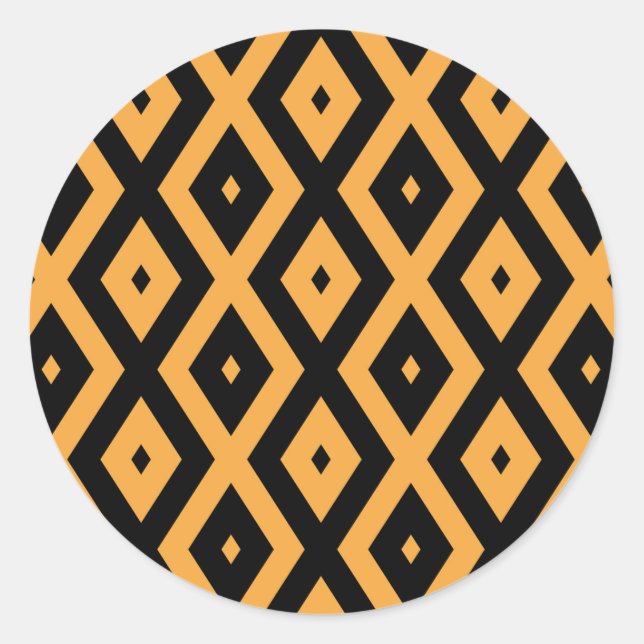 Yellow and black diamond pattern classic round sticker (Front)