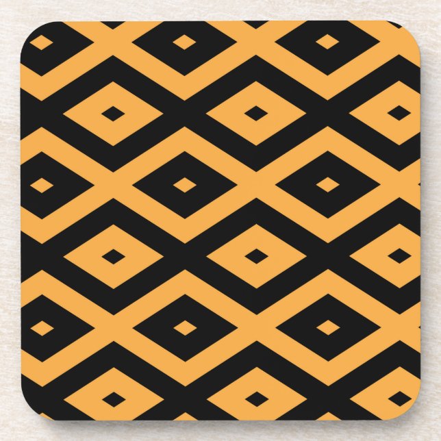 Yellow and black diamond pattern coaster (Front)