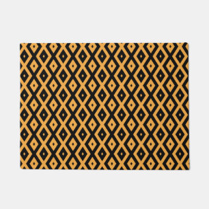 Yellow and black diamond pattern doormat