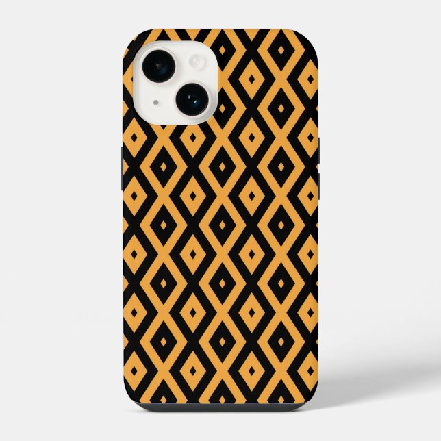 Yellow and black diamond pattern iPhone case (Back)