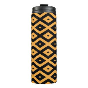 Yellow and black diamond pattern thermal tumbler