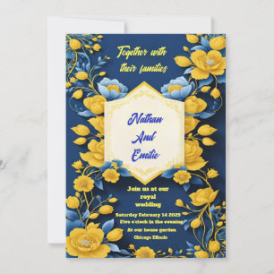 Yellow and black elegant wedding invitation 