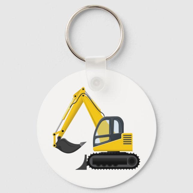 Yellow and Black Excavator Construction Machine Key Ring (Front)
