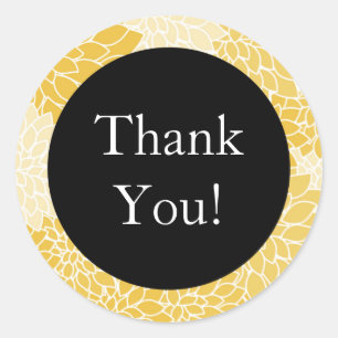 Yellow and Black Floral "Thank You!" Sticker