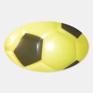 Yellow and black Football. Oval Sticker