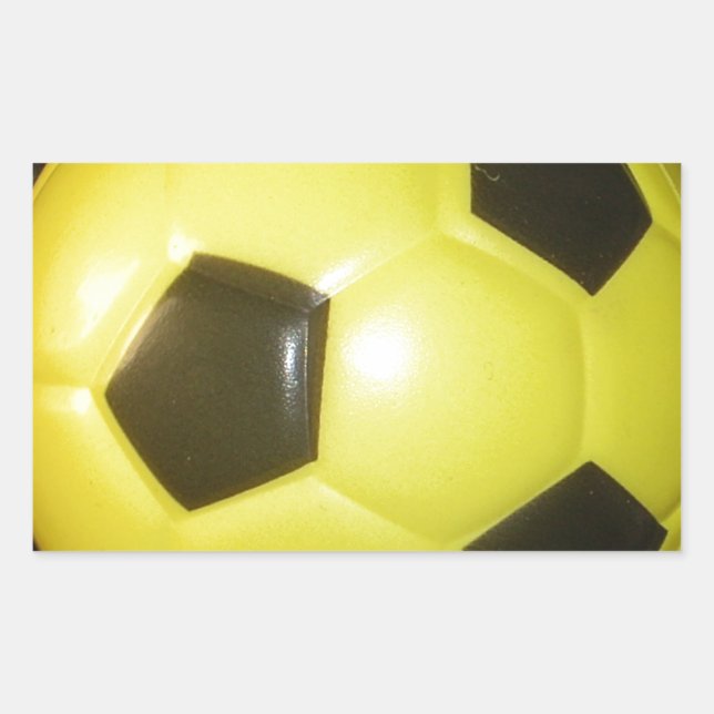Yellow and black Football. Rectangular Sticker (Front)