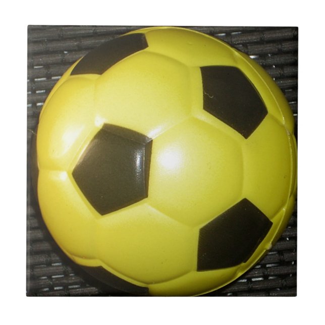Yellow and black Football. Tile (Front)