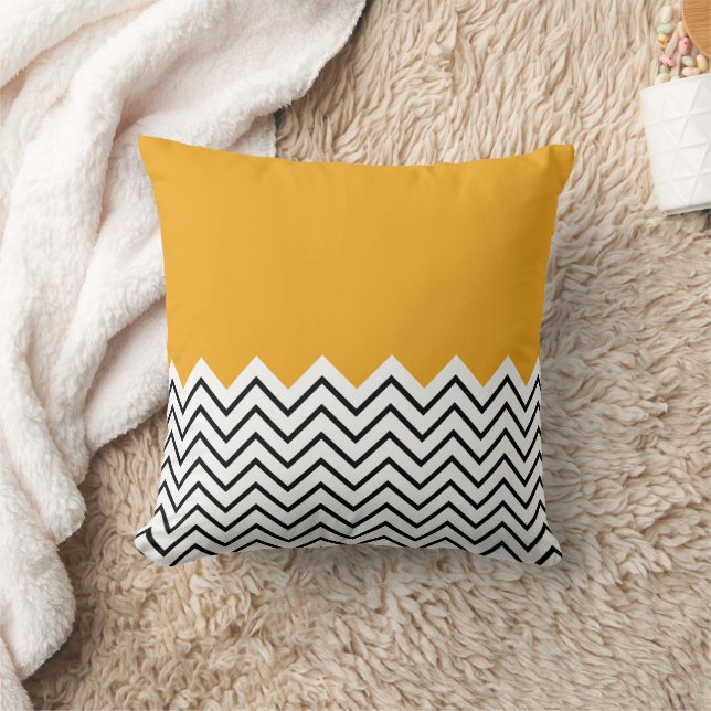 Yellow and Black Geometric stripes Cushion (Blanket)
