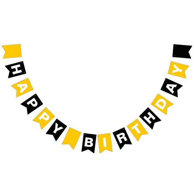 Yellow and Black Happy Birthday Bunting (All)
