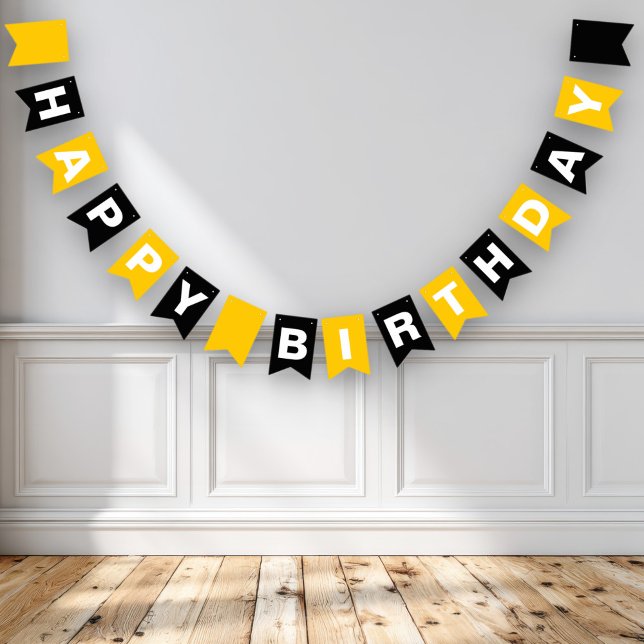 Yellow and Black Happy Birthday Bunting (Creator Uploaded)