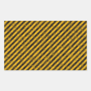 Yellow and Black Hazard Stripes Texture Rectangular Sticker