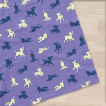 Yellow and Black Lab Puppies on Purple Background 