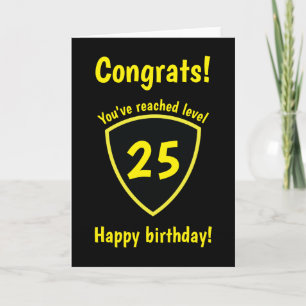 Yellow and Black Level Up! Video Game Birthday Card