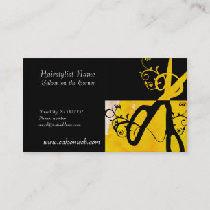 Yellow and Black Magic Scissors HairStylist Salon Appointment Card