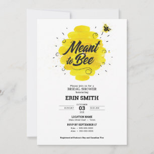 Yellow and Black Meant to Bee Bridal Shower Invitation