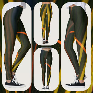 Yellow and Black Natural Abstract Leggings