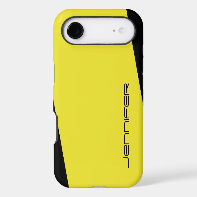 Yellow and Black One Stripe, Name, Minimalist (Back)