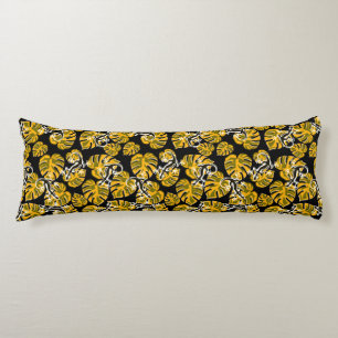 Yellow And Black Pattern - Geckos And Leaves Body Cushion