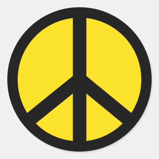 YELLOW AND BLACK PEACE SIGN STICKER