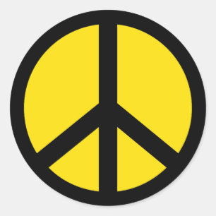 YELLOW AND BLACK PEACE SIGN STICKER
