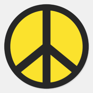 YELLOW AND BLACK PEACE SIGN STICKER