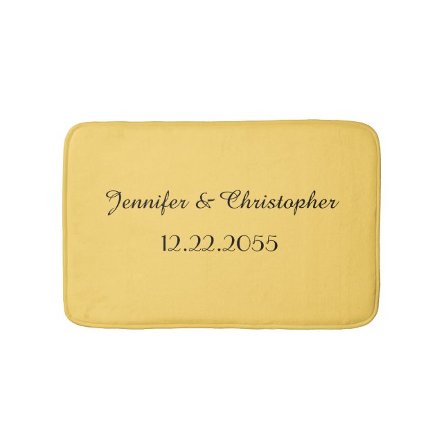 Yellow and Black Personalised Plush Bath Mat (Front)