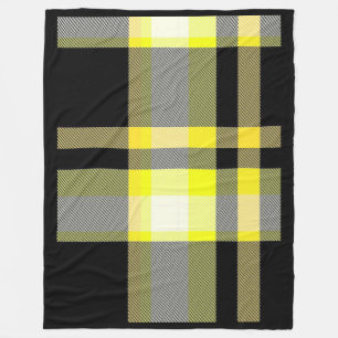 Yellow and Black Plaid Fleece Blanket