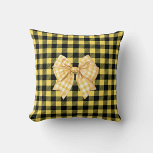 Yellow and Black Plaid with Matching Plaid Bow Cushion