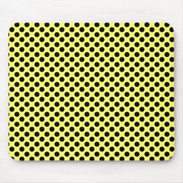 Yellow and Black Polka Dot Mousepad (Front)