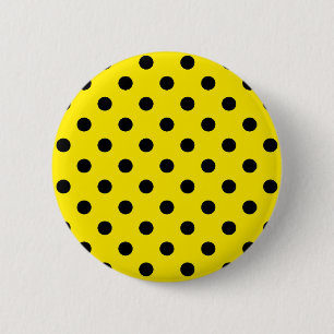 Yellow and Black Polka Dots 6 Cm Round Badge