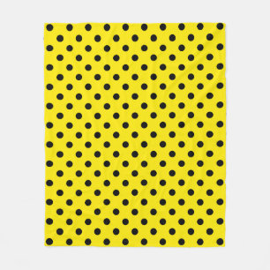 Yellow and Black Polka Dots Fleece Blanket