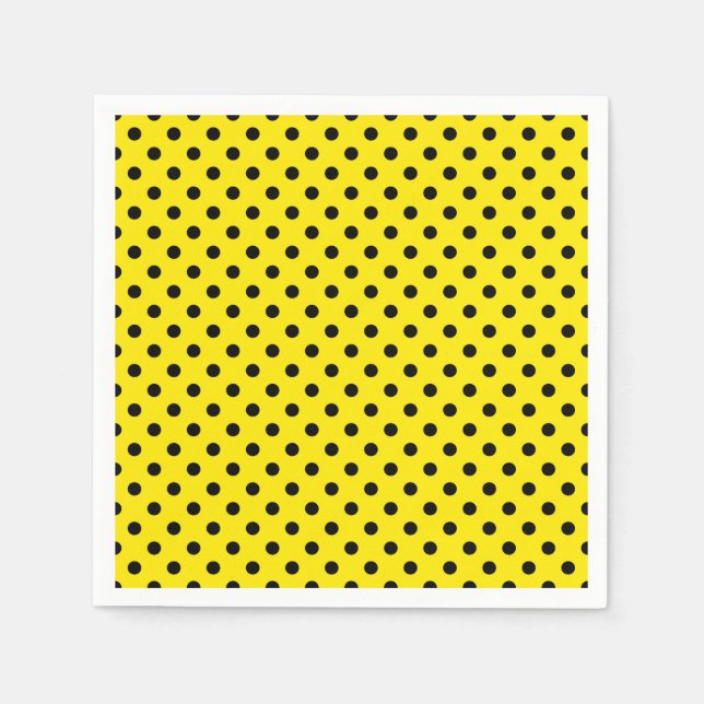 Yellow and Black Polka Dots Napkin (Front)