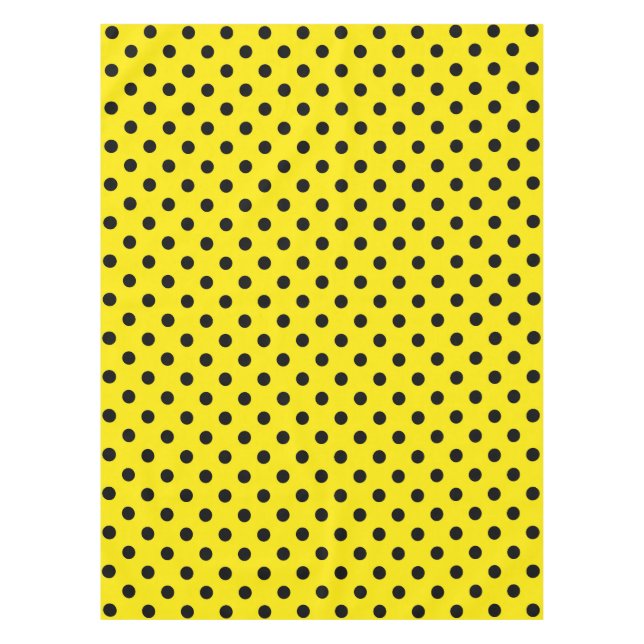 Yellow and Black Polka Dots Tablecloth (Front)