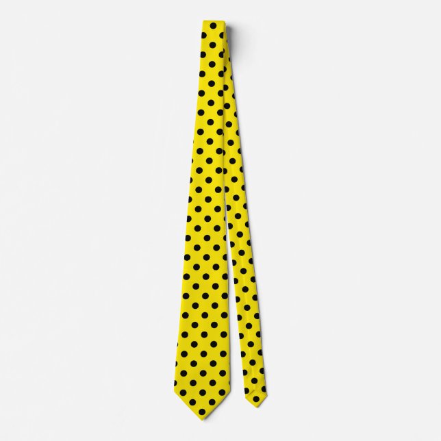 Yellow and Black Polka Dots Tie (Front)