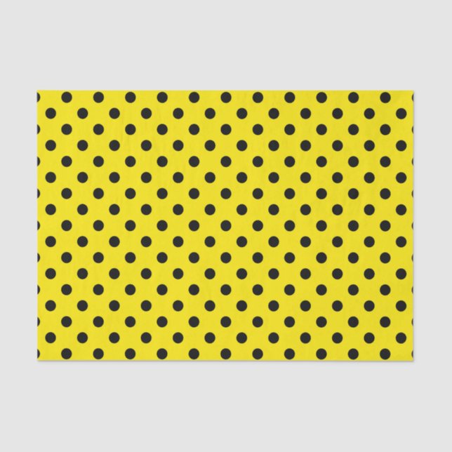 Yellow and Black Polka Dots Tissue Paper (Front)