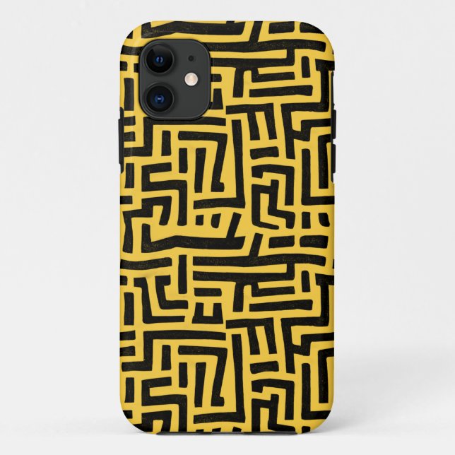 Yellow And Black Pop Art Maze Pattern Case-Mate iPhone Case (Back)