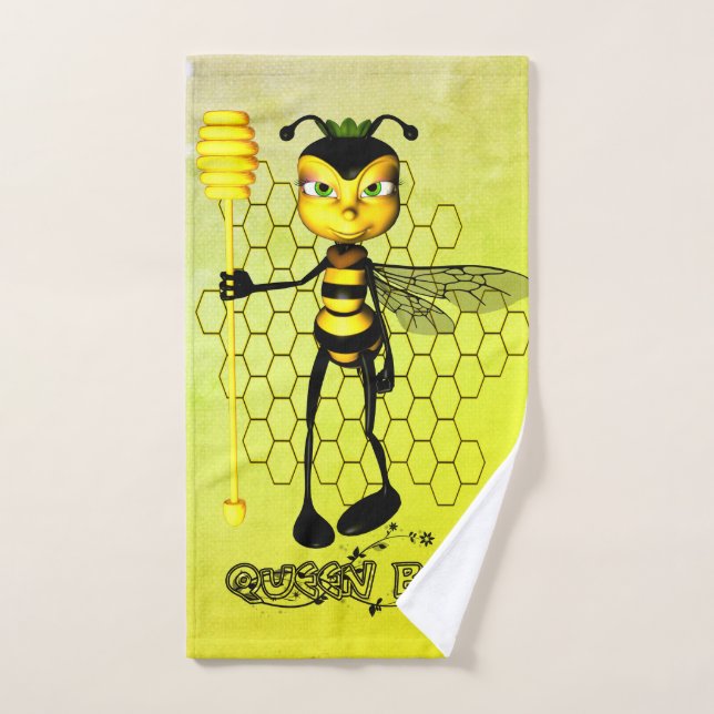 Yellow and black Queen Bee with honeycomb Hand Towel (Hand Towel)
