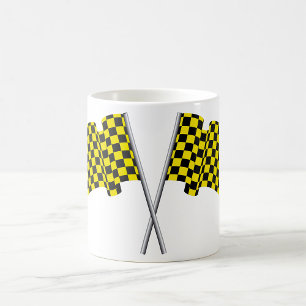 Yellow And Black Racing Flags Coffee Mug