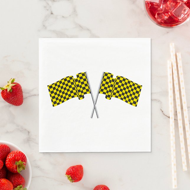 Yellow And Black Racing Flags Napkin (Creator Uploaded)