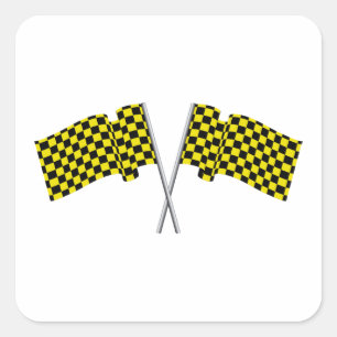 Yellow And Black Racing Flags Square Sticker
