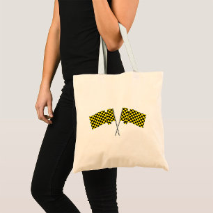 Yellow And Black Racing Flags Tote Bag
