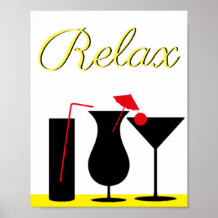 Yellow and Black Relax Sign for Kitchen