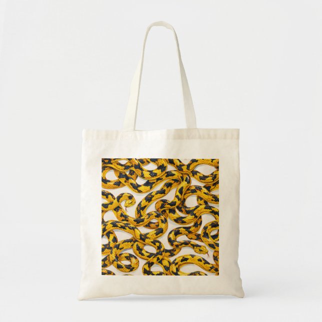 Yellow and Black Snake Pattern Tote Bag (Front)