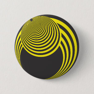 Yellow and black sphere and hole illusion 6 cm round badge
