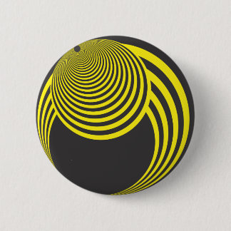 Yellow and black sphere and hole illusion 6 cm round badge