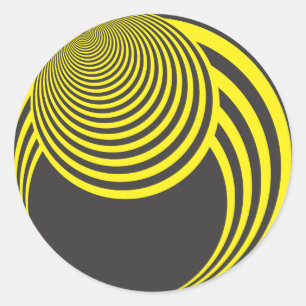 Yellow and black sphere and hole illusion classic round sticker